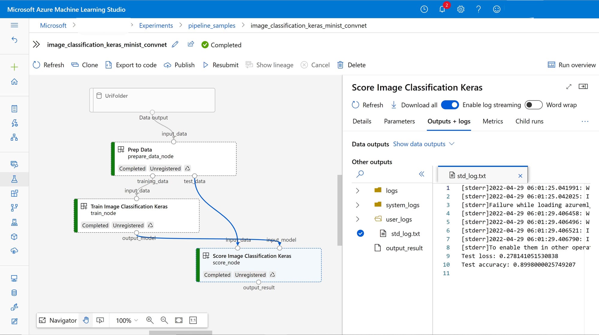 Azure Machine Learning Studio with TensorFlow