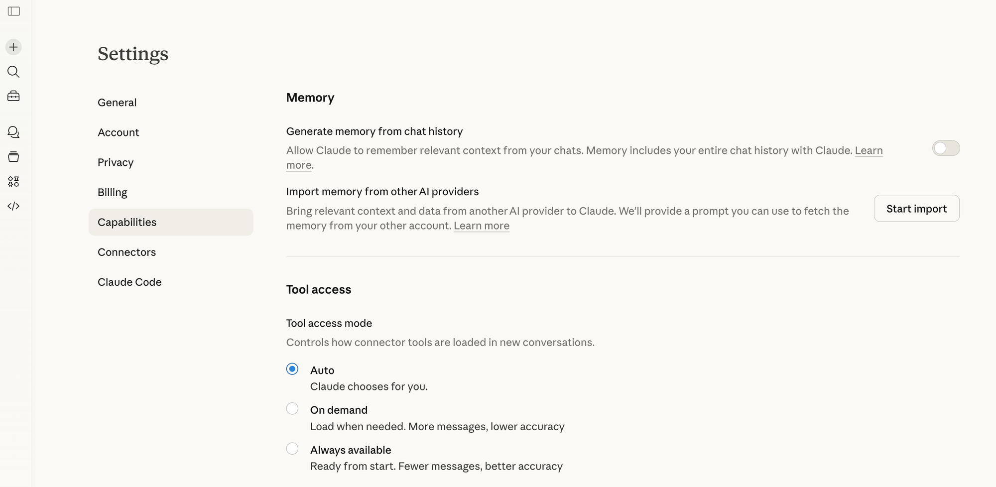 Claude settings dashboard where migration starts