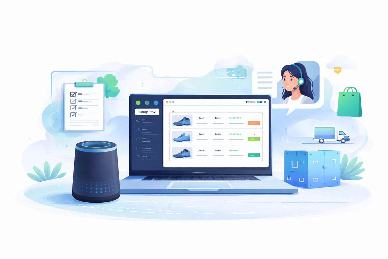 Inventory-aware voice agent integrated with Shopify showing real-time product availability, order status, and customer support automation